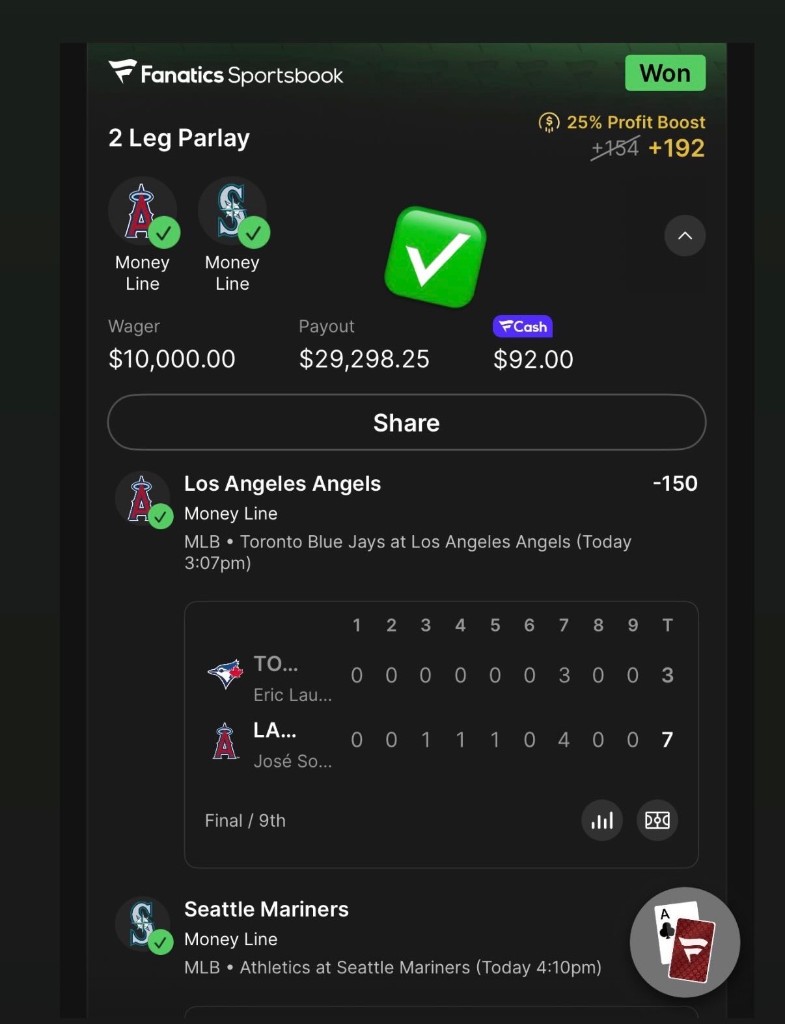 $29,298 payout on a 2-leg parlay